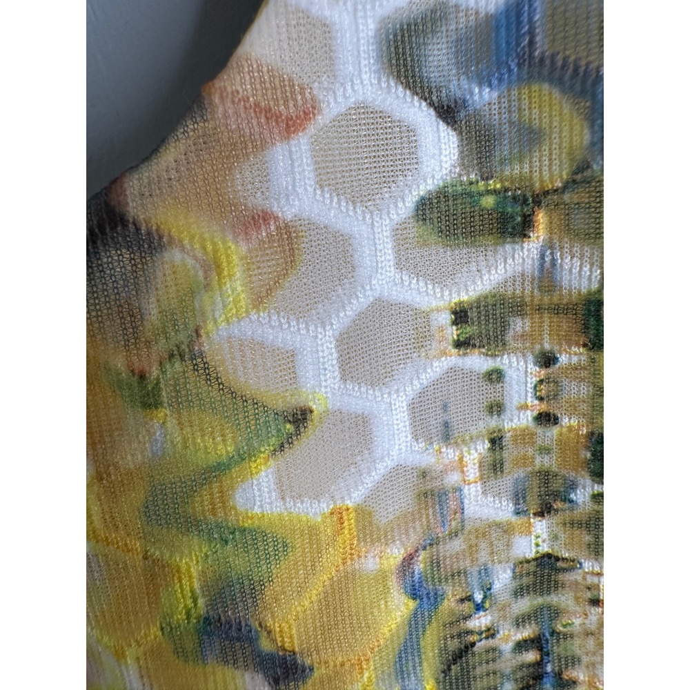 New York & Company Yellow Geometric Honeycomb Mesh Fit Flare Dress Sz 6 VN130001 - Picture 11 of 12